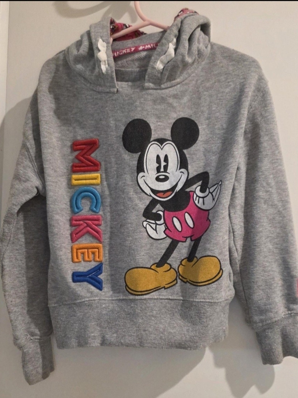 Disney Grey Hoodie with Colorful Mickey Appliqué